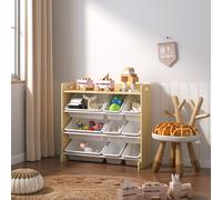 Kids Storage Wooden Unit Children's Bookshelf Toy Box 9 Cube 4 Tier Tubs Box UK Xample Natural One Size