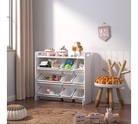 Kids Storage Wooden Unit Children's Bookshelf Toy Box 9 Cube 4 Tier Tubs Box UK Xample White One Size