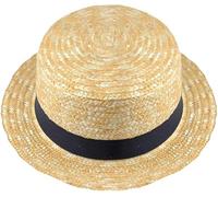 Kids Straw Boater Hat with Black Grosgrain Band Easter Bonnet