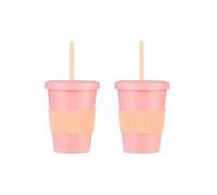 Kids Straw Tumbler, 2 Pack Tiny to Tots Strawster 2Y+, Made from Recycled Plastic, Reuseable Straw, Stay Hydrated, Perfect Size for Kids Hands (Pink, 420, Millilitres)