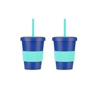 Kids Straw Tumbler, 2 Pack Tiny to Tots Strawster 2Y+, Made from Recycled Plastic, Reuseable Straw, Stay Hydrated, Perfect Size for Kids Hands (Blue, 420, Millilitres)