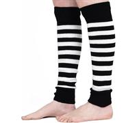 Kids Stripe Leg Warmers Stay Warm & Stylish with Knitted Ankle Legwarmers for Girls Perfect for Book Week Christmas School Dance Party Sports Yoga (White Black, One Size)