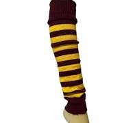 Kids Stripe Leg Warmers Stay Warm & Stylish with Knitted Ankle Legwarmers for Girls Perfect for Book Week Christmas School Dance Party Sports Yoga (Yellow Maroon, One Size)
