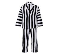 Kids Striped Suit Halloween Costume - X-Large - Black & White Striped Suit & Shirt Front, Black Tie - Childs Halloween Fancy Dress Costume
