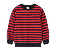 Kids Striped Sweatshirt Girls Oversized Blanket Hoodie Boys School Jumpers Crewneck Sweatshirts Long Sleeve Casual Stripe Tops for 4 to 12 Years (Red, 4-5 Years)