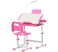 Kids Study Desk & Chair Set Pink MDF Steel PP 70x49.5cm Adjustable DrawerLamp XL