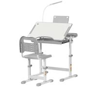 Kids Study Desk Set Grey MDF Adjustable 80-105H Table 70x49.5cm Chair Ergonomic