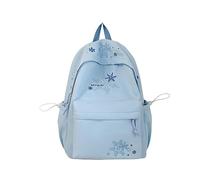 Kids Stylish Snowflake Embroidered Backpack Large Capacity Nylon School Bookbag Multi Pockets Sweet All Match Schoolbags Primary and Secondary Schools Schoolbags-Blue
