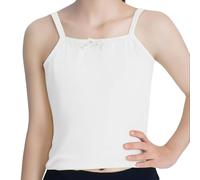 Kids' Summer Cam Tops, Breathable Plain Spaghetti Strap Vests for Girls, Toddler Sleeveless Undershirts & Layering Basics (White, 8-9 Years)
