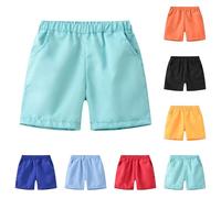 Kids Summer Shorts Quick-Dry Plain Toddler Boys Swimming Trunks Elasticated Waist Solid Color Sports Pants Lightweight Joggers Workout Gym Training Outdoor (Red, 12-18 Months)