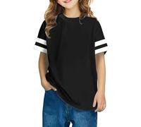 Kid's Summer T-Shirt Cute Stripes Crewneck Short Sleeve Pullover Boys Girls Preppy Y2k T Shirts Boys Girls Street Blouse for Unisex Teenage Back to School Lounge Party Holiday Tee