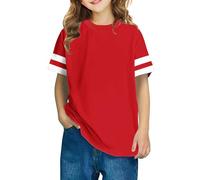 Kid's Summer T-Shirt Cute Stripes Crewneck Short Sleeve Pullover Boys Girls Preppy Y2k T Shirts Boys Girls Street Blouse for Unisex Teenage Back to School Lounge Party Holiday Tee