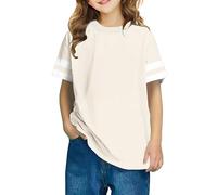 Kid's Summer T-Shirt Cute Stripes Crewneck Short Sleeve Pullover Boys Girls Preppy Y2k T Shirts Boys Girls Street Blouse for Unisex Teenage Back to School Lounge Party Holiday Tee