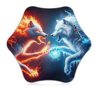 Kids Sun and Rain Umbrella with Rounded Corner Umbrella Windproof, Red Wolf Vs Blue Wolf