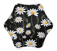 Kids Sun and Rain Umbrella with Rounded Corner Umbrella Windproof, White Wild Daisies on a Black