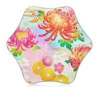 Kids Sun and Rain Umbrella with Rounded Corner Umbrella with Hook Handle, Bloom Petals Pastel