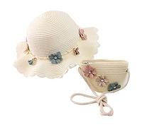 + Kids Sun Children Hat Flower Hat Bag Girls Beach Sunshade Kids Hat Plush Animal Hat Kids (White, One Size)