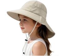 Kids Sun Hat with Neck Flap, UPF 50+ UV Protection Wide Brim Summer Bucket Cap, Adjustable Breathable Outdoor Beach Hat for Boys Girls, Cartoon Prints(G-S)