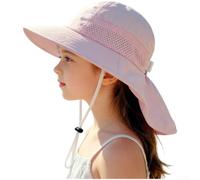 Kids Sun Hat with Neck Flap, UPF 50+ UV Protection Wide Brim Summer Bucket Cap, Adjustable Breathable Outdoor Beach Hat for Boys Girls, Cartoon Prints(B-M)