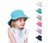 Kids Sun Wide Brim Hat UV Protection Summer Beach Bucket Hat Breathable Adjustable Fisherman Cap for Toddler Boys Girls (Medium, Blue-Green)