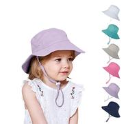 Kids Sun Wide Brim Hat UV Protection Summer Beach Bucket Hat Breathable Adjustable Fisherman Cap for Toddler Boys Girls (Medium, Purple)