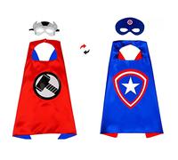 Kids Superhero Cape Mask Superhero Capes Costume - Kids Hero Double Sided Cape & 2 Masks Included - Fancy Dress Up Birthday Party Cosplay for Girls & Boys
