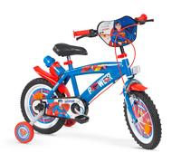 Kids Superman Bike Blue Red 14" Childrens Boys Bicycle w/ Removable Stabiliser