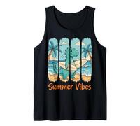 Kids Surfing Dinosaur Summer Vibes Cute Dino Beach Tank Top
