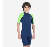 Kids’ Surfing Shorty Wetsuit 1.5mm Natural Rubber Yulex 100 Blue Green
