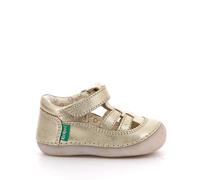 Kids Sushy Leather Sandals with Closed Toe and Touch 'n' Close Fastening Gold-Coloured