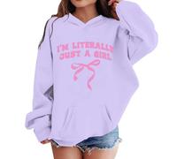 Kids Sweaters For Boys 4 Years,Girls Hoodie & Sweatshirt for Kids Cozy Long Sleeve Spring Autumn Winter Top Cute Graphic Hooded Pullover for Everyday (Purple, 9-10 Years)