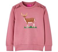 Kids' Sweatshirt Children Long Sleeves Pullover Top Deer Print Raspberry 140 vid