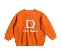 Kids Sweatshirt Embroidered Pullover Sweater Crewneck Long Sleeve Soft Knit Boys Girls Jumper for Thanksgiving Celebrations Cosy Autumn Family Gathering (Orange,3-4 Years)