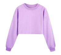 Kids Sweatshirt Girls Back to School Jumper Long Sleeve Cropped Tops Crewneck Pullover Uniform Sweatshirts Teen Girls Casual Fashion Sweater Winter Fall Outdoor Clothes Age (Purple, 4-5 Years)