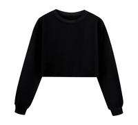 Kids Sweatshirt Girls Back to School Jumper Long Sleeve Cropped Tops Crewneck Pullover Uniform Sweatshirts Teen Girls Casual Fashion Sweater Winter Fall Outdoor Clothes Age 4-15 (Black, 4-5 Years)