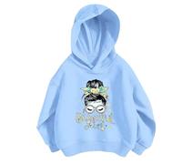 Kids Sweatshirt Hoodies Girls Age 3-12 Years Beautiful Girl Graphic Girls Blouse Pullover Hoody Teen Girls Winter Long Sleeve Loose Funny Cartoon Cute Casual School Athletic Blouse (Blue, 11-12 Years)