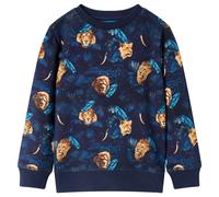 Kids' Sweatshirt Long Sleeves Toddler Pullover Top Lion and Plant Print Navy vid