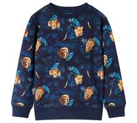 Kids' Sweatshirt Long Sleeves Toddler Pullover Top Lion and Plant Print Navy vid