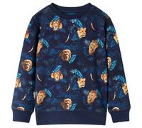 Kids' Sweatshirt Long Sleeves Toddler Pullover Top Lion and Plant Print Navy vid