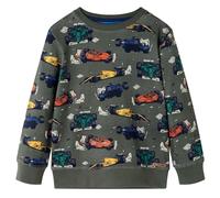 Kids' Sweatshirt Long Sleeves Toddler Pullover Top Racing Cars Print Khaki vidaX