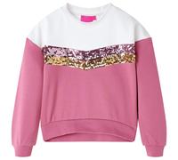 Kids' Sweatshirt with Sequined Stripes Long Sleeves Pullover Top Raspberry vidaX