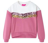 Kids' Sweatshirt with Sequined Stripes Long Sleeves Pullover Top Raspberry vidaX