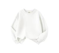 Kids Sweatshirts Boys Girls Round Neck Long Sleeve Pullover Back to School Tops Plain Casual Jumper for Children Indoor Outdoor 3-13 Years (UK, Age, 8 Years, 9 Years, Regular, White)