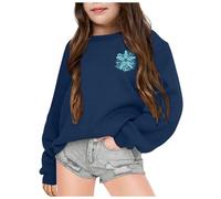 Kids Sweatshirts Cute Letter Print Regular Fit Activewear Crewneck Pullover for Toddler UK Fall Clothes Casual Sweatshirt Top Childrens Unisex Age 2-13 Years Dark Blue