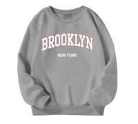 Kids Sweatshirts Cute Letter Print Standard Fit Round Neck School Jumpers Long Sleeved Tops UK Fall Clothes Casual Loose Pullover Winter Age 1-7 Years Old Grey