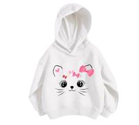 Kids Sweatshirts Hoodie Cute Letter Print Soft Hooded Sweatshirt for Warm Punk Gothic Pullover Girls Long Sleeve Top Light Gray
