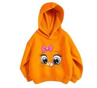 Kids Sweatshirts Hoodie Cute Letter Print Soft Hooded Sweatshirt for Warm Punk Gothic Pullover Girls Long Sleeve Top Orange
