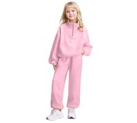 Kids Sweatsuits 2 Piece Outfits Lounge Sets Girls Boys Long Sleeve Quarter Zip Pullover and Sweatpants with Pockets