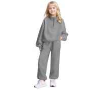 Kids Sweatsuits 2 Piece Outfits Lounge Sets Girls Boys Long Sleeve Quarter Zip Pullover and Sweatpants with Pockets