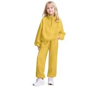 Kids Sweatsuits 2 Piece Outfits Lounge Sets Girls Boys Long Sleeve Quarter Zip Pullover and Sweatpants with Pockets